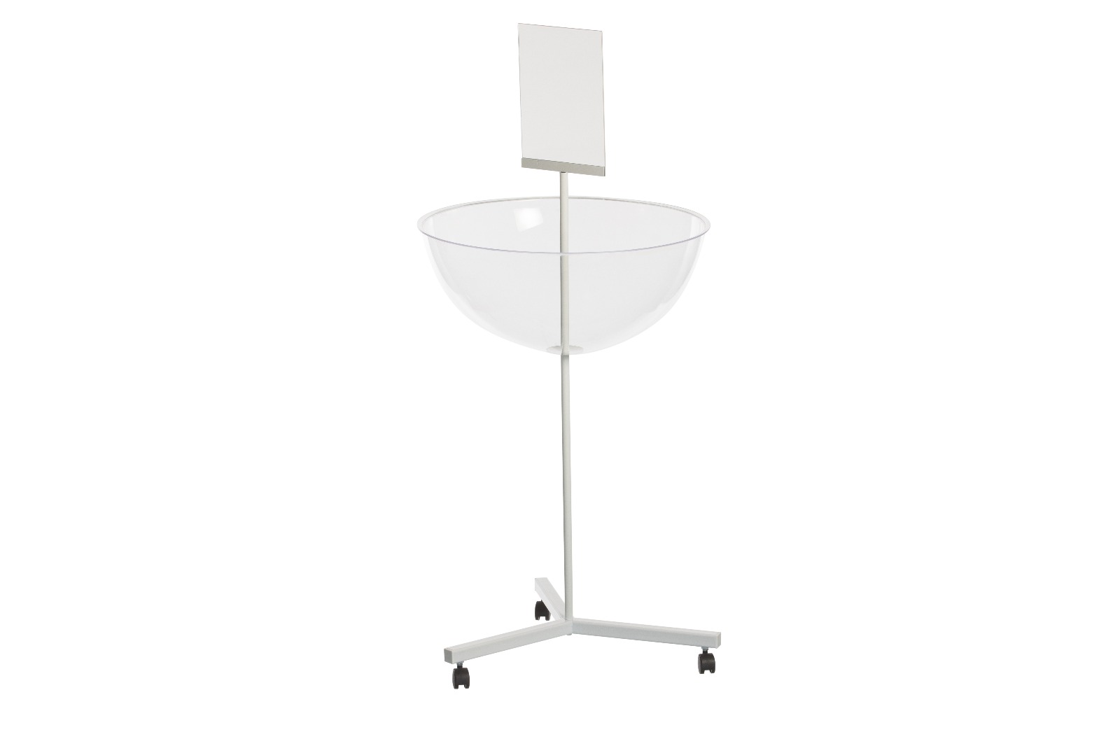 Bulk Bin with White Metal Base and Poster Holder